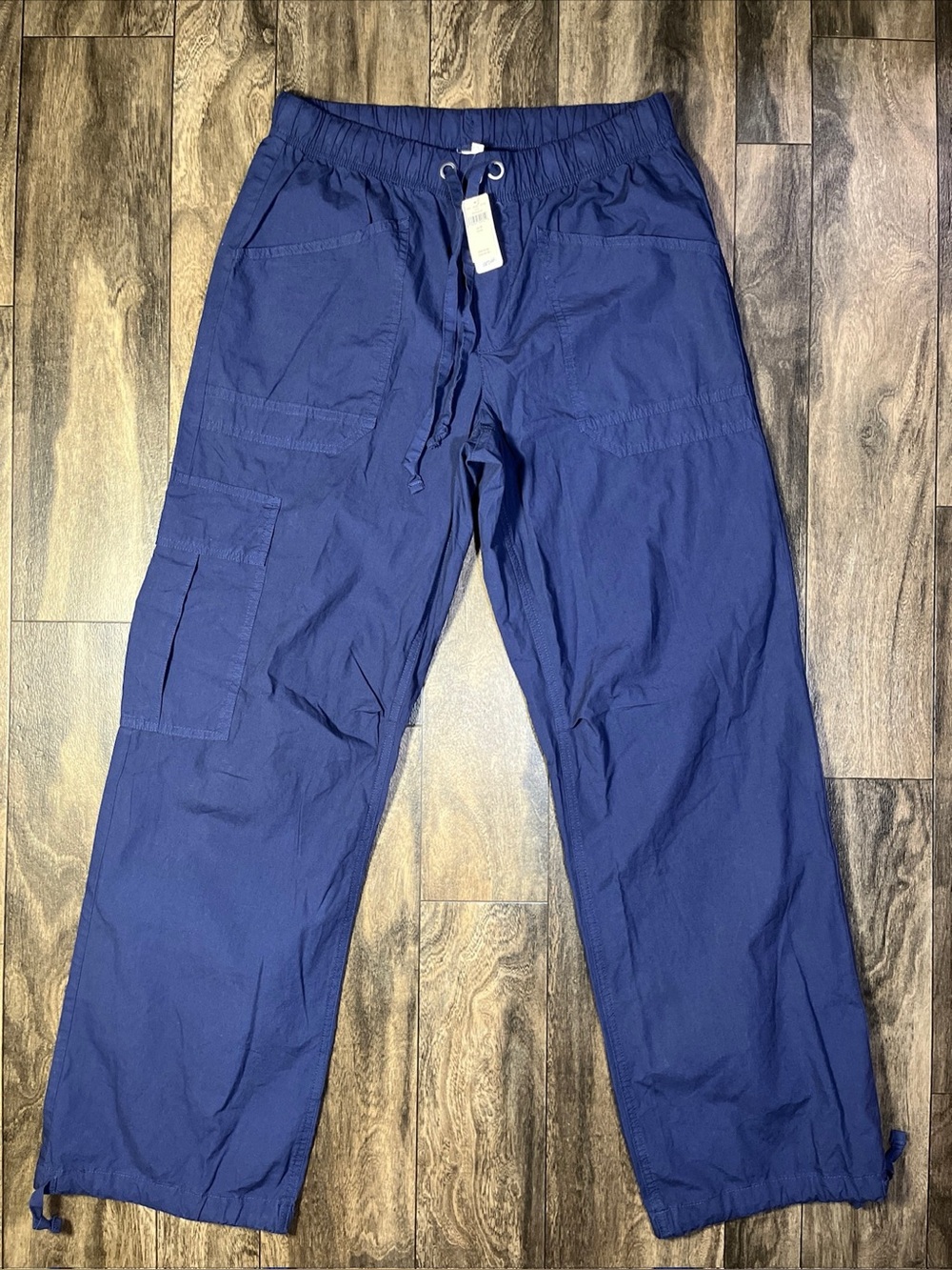 Aerie Avenue Baggy Cargo Pants Women's Medium Navy Drawstring Hem Utility NWT